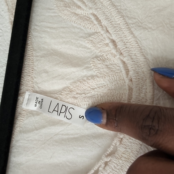 Lapis Peasant Cottagecore Embroidered tunic top Boho Bohemian Monochromatic - Picture 7 of 15